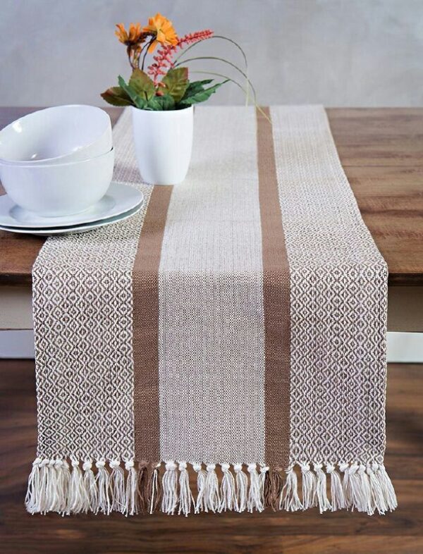 100% Cotton Timeless Hand-Woven Table Runners with Washable Napkins