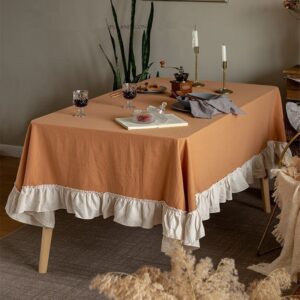 light orange ruffle table cloth